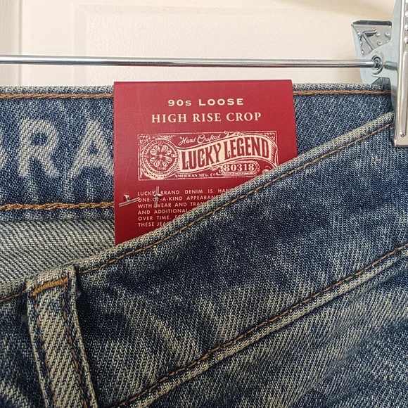 Lucky Brand High Rise 90s Loose Crop Blue Floral Straight Leg Jeans - Picture 3 of 4